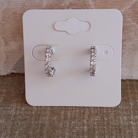 Silver Tone Rhinestone Earrings - Picture 7 of 7